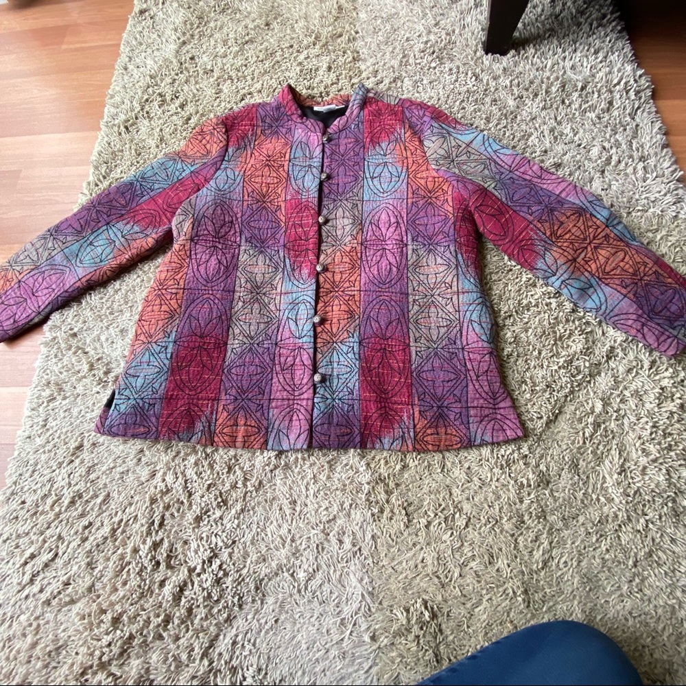 Women's Multi Colored Blazer With Loop Buttons - image 1